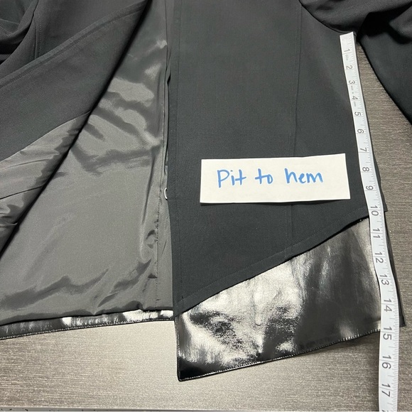 Helmut Lang Black Angora Blend Faux Patent Leather Trim Luxury Blazer 8 - Picture 12 of 15